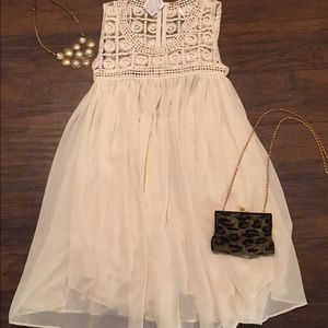 Lace open back ivory dress